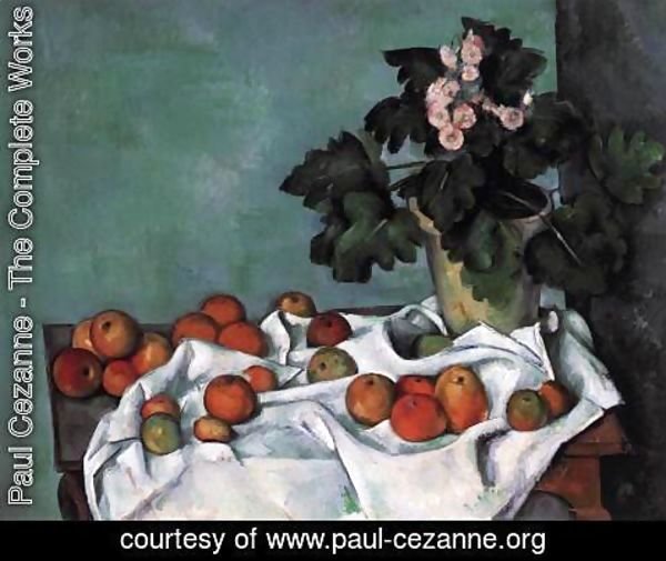 Paul Cezanne - Still-Life with Apples and a Pot of Primroses
