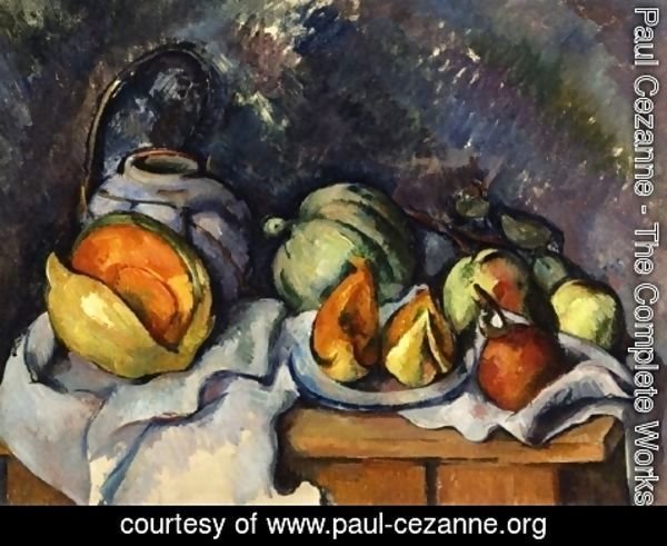 Paul Cezanne - Still Life with Fruit and a Pot of Ginger