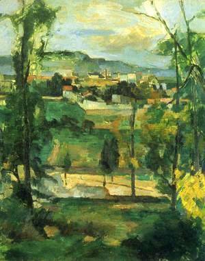 Paul Cezanne - Village behind Trees, Ile de France