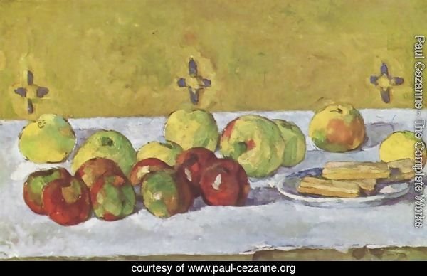 Still life with apples and biskuits