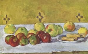 Paul Cezanne - Still life with apples and biskuits