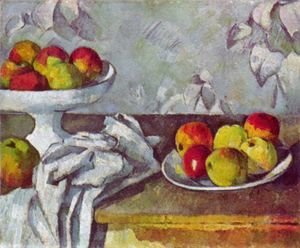 Still life with apples and fruit bowl