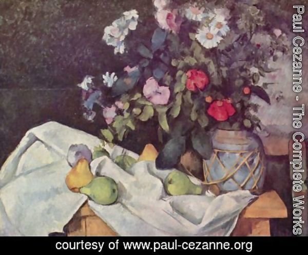 Paul Cezanne - Still life with flowers and fruits
