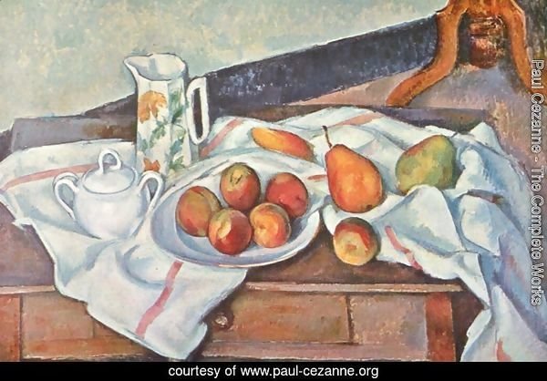 Still life with peaches and pears