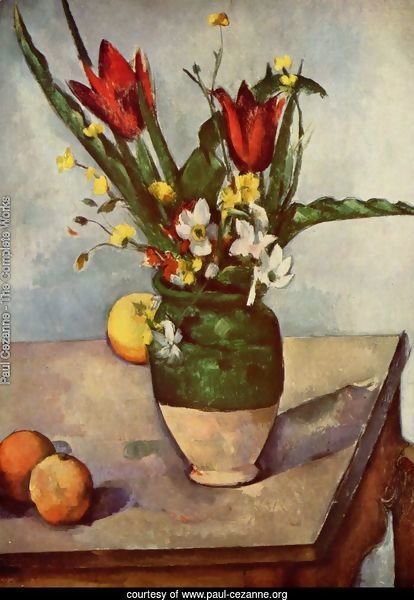 Still life, tulips and apples