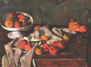 Still life with a fruit dish and apples