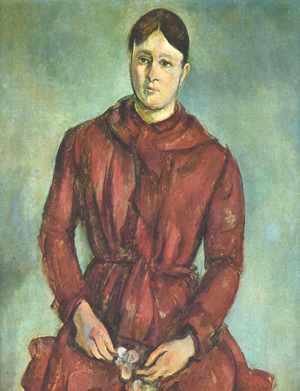 Paul Cezanne - Portrait of Madame Cezanne in a Red Dress
