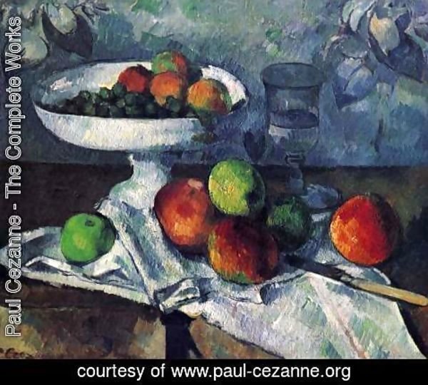 Paul Cezanne - Compotier  Glass And Apples Aka Still Life With Compotier