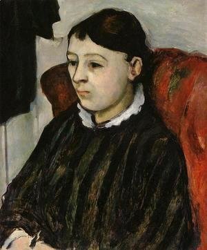 Paul Cezanne - Madame Cezanne In A Striped Robe