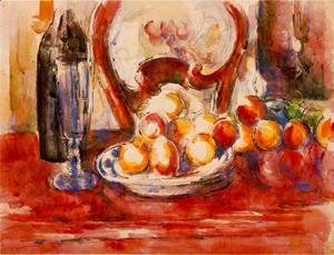 Paul Cezanne - Still Life   Apples  A Bottle And Chairback