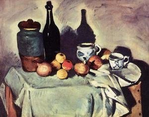 Paul Cezanne - Still Life   Post  Bottle  Cup And Fruit