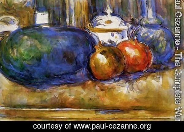 Paul Cezanne - Still Life With Watermelon And Pemegranates