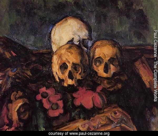 Three Skulls On A Patterned Carpet