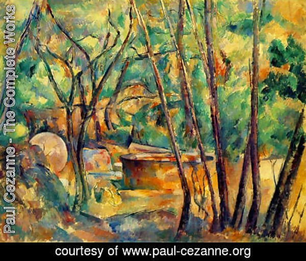 Paul Cezanne - Well  Millstone And Cistern Under Trees Aka Meule Et Citerne Sous Bois