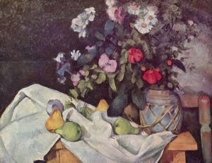 Paul Cezanne - Still life with flowers and fruits