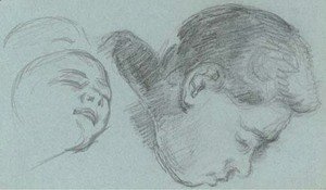 Etudes de tetes Paul Cezanne fils et un enfant