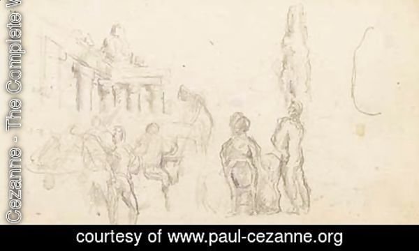 Paul Cezanne - Etudes avec personnages et colonnade