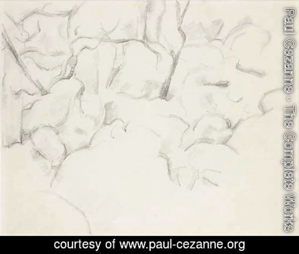 Paul Cezanne - Paysage aux rochers et arbres