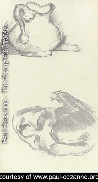 Paul Cezanne - Etudes Une cruche et tete de Madame Cezanne