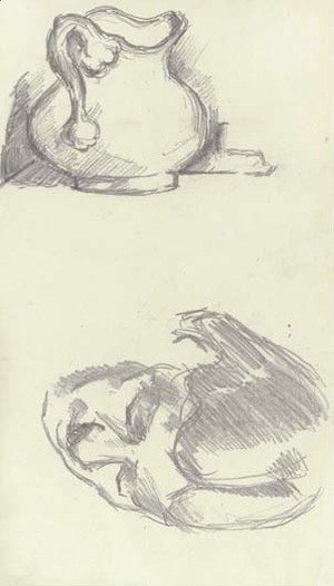 Etudes Une cruche et tete de Madame Cezanne