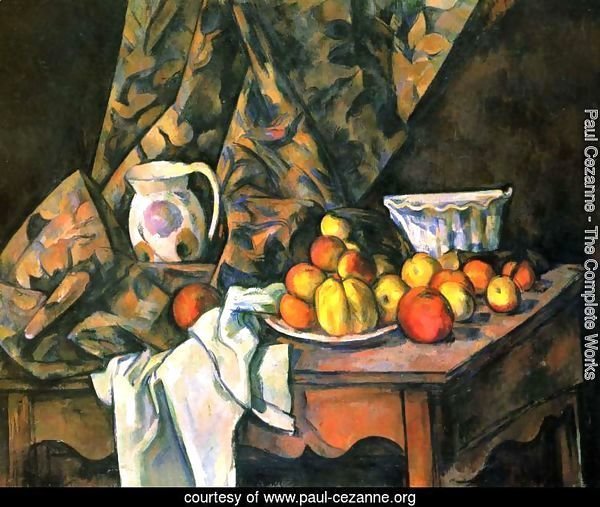Still life with apples and peaches
