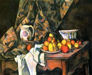 Still life with apples and peaches