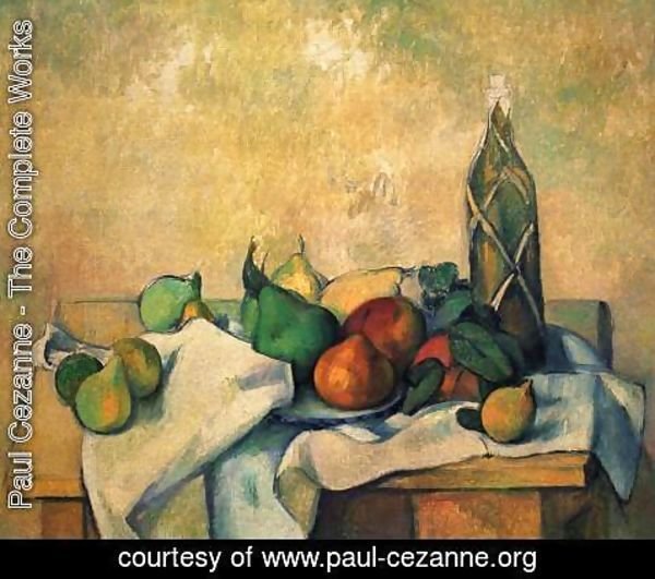 Paul Cezanne - Still life, bottle of rum