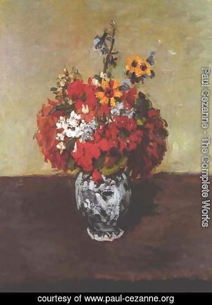 Paul Cezanne - Dahlias In A Delft Vase