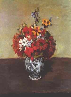 Paul Cezanne - Dahlias In A Delft Vase