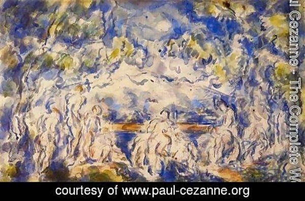 Paul Cezanne - Bathers  Mont Sainte Victoire In The Background