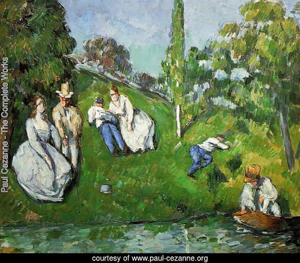 Couples Relaxing By A Pond