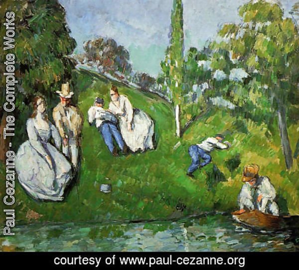 Paul Cezanne - Couples Relaxing By A Pond