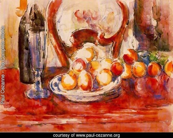 Still Life   Apples  A Bottle And Chairback