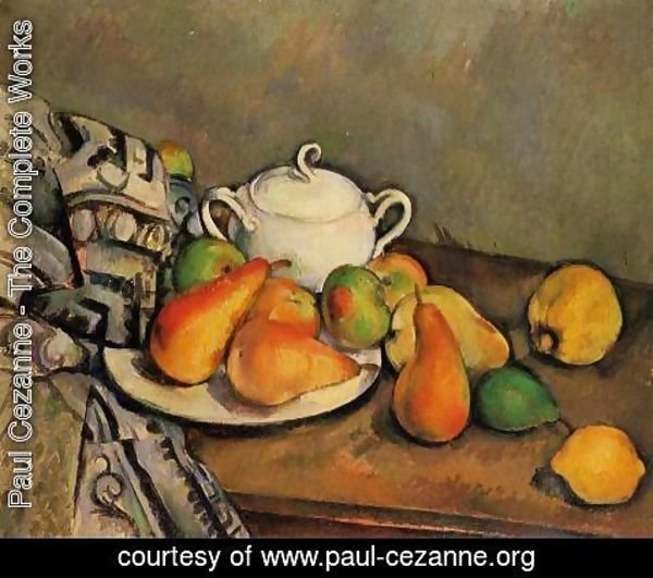 Paul Cezanne - Sugarbowl  Pears And Tablecloth