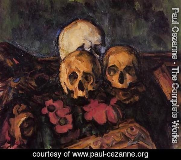Paul Cezanne - Three Skulls On A Patterned Carpet